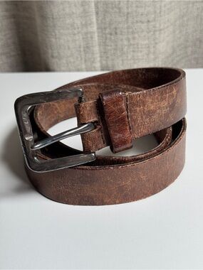 Genuine Saddle Leather Belt Made in Holland Distressed Brown Size 34